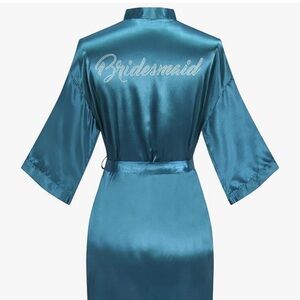 Elegant Aqua Blue Bridesmaid Satin Robe